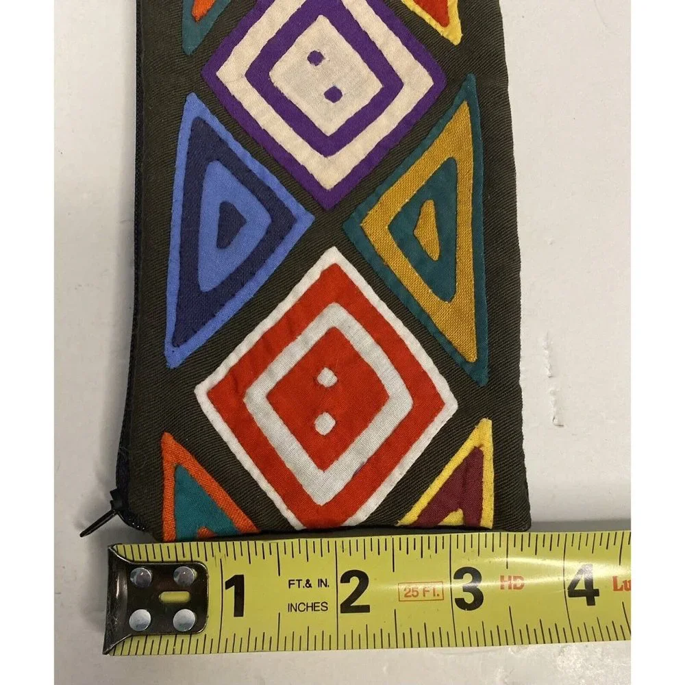 Handmade Applique Fabric Wallet Pouch Boho Geometric Latin America